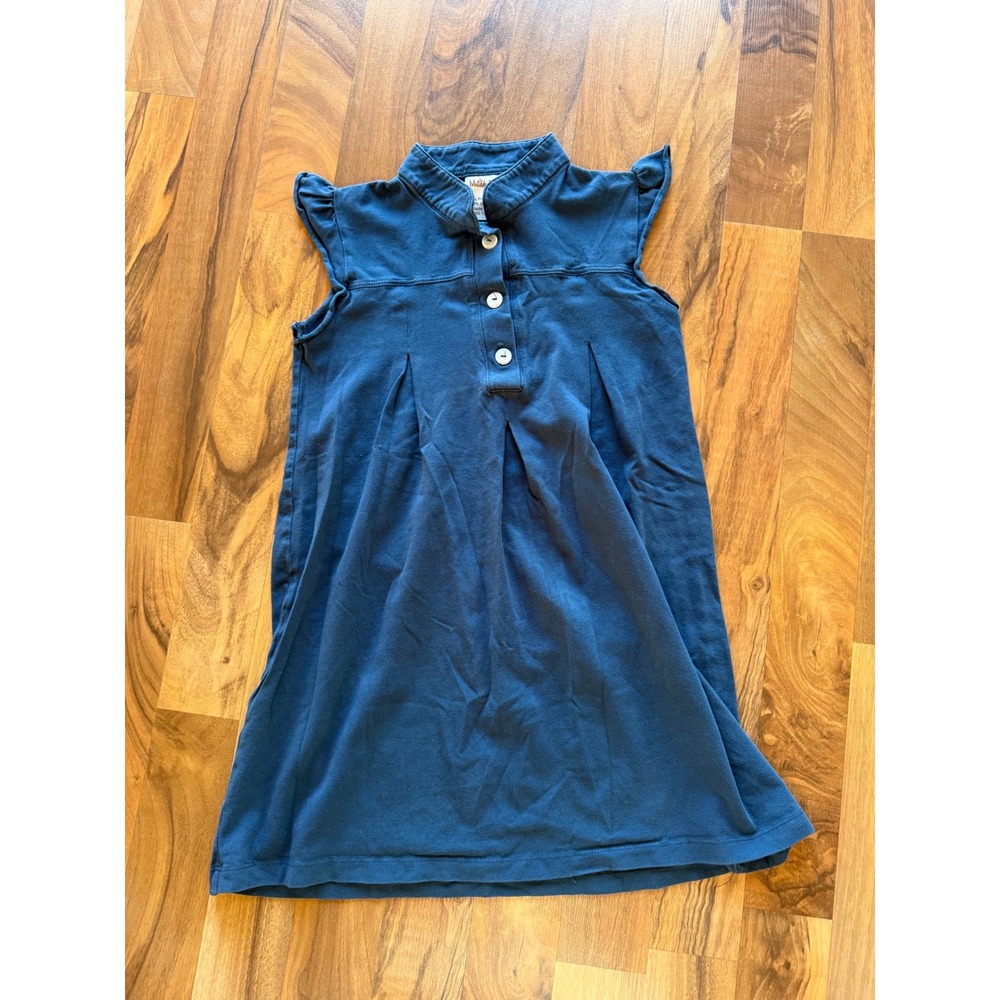 Matilda Jane Girls Navy Blue Pima Cotton‎ Flutter Sleeve Pleated Dress Size 8